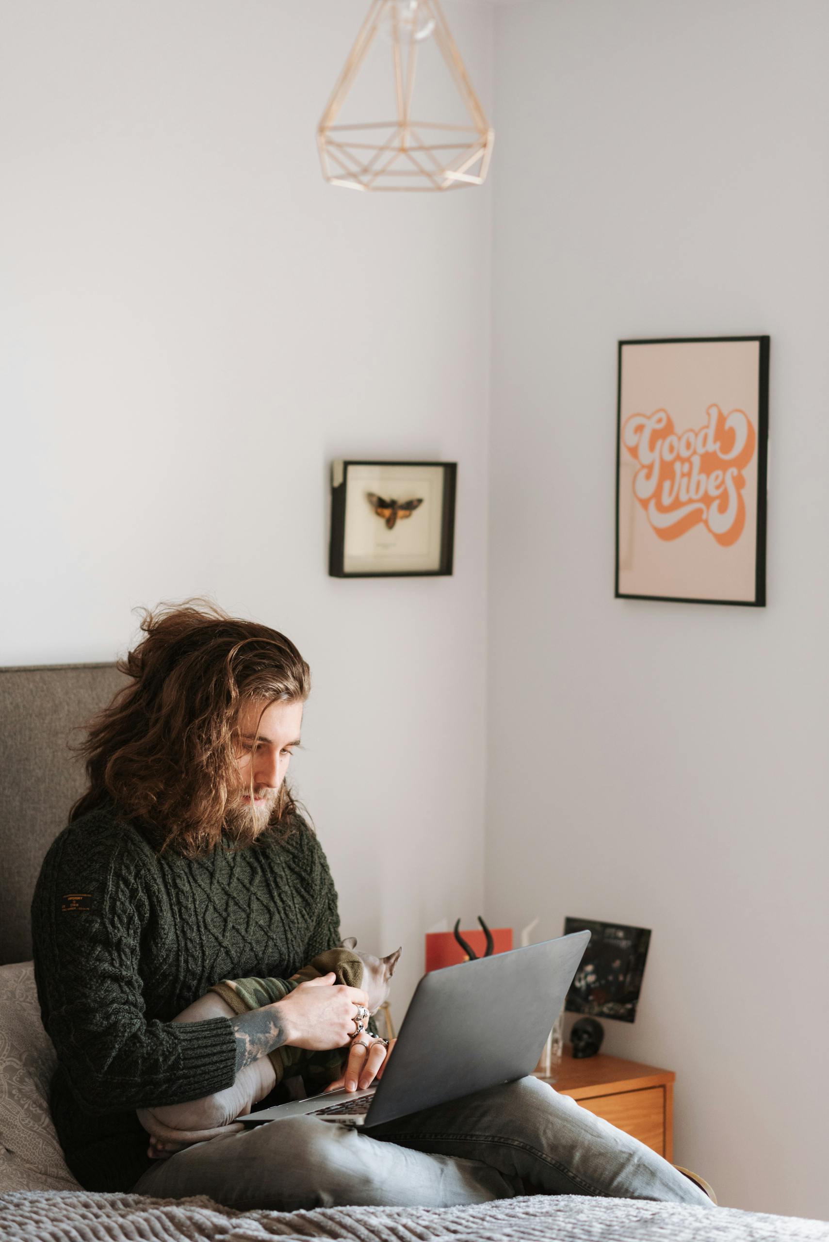 Pet owner reading veterinary care advice online
